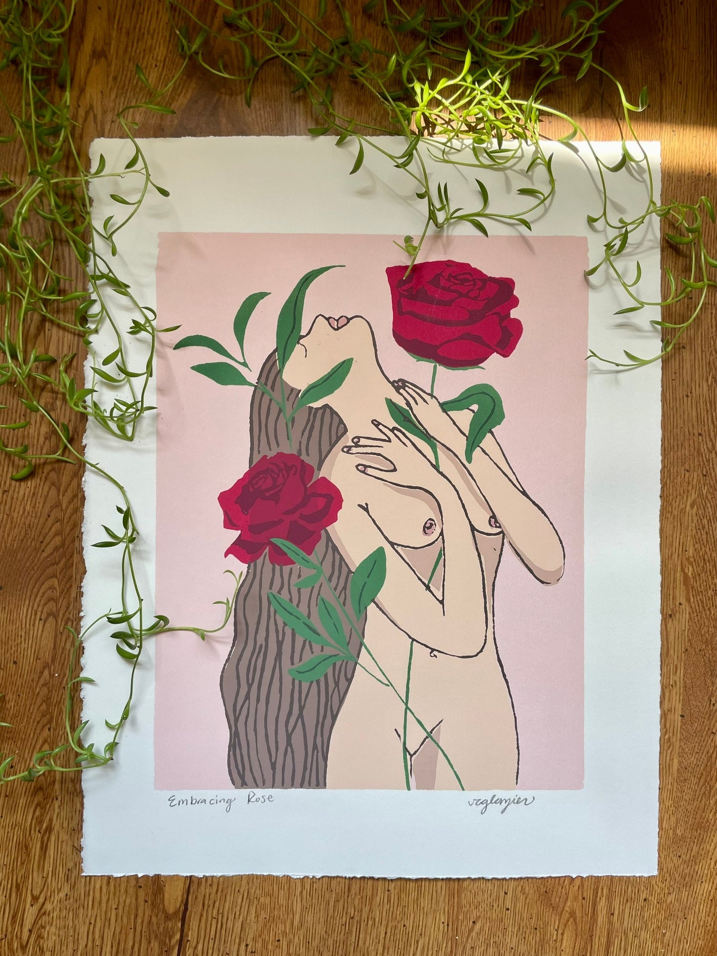 Embracing Rose | Original Limited Edition Hand-pulled Screen print by R. Glazier