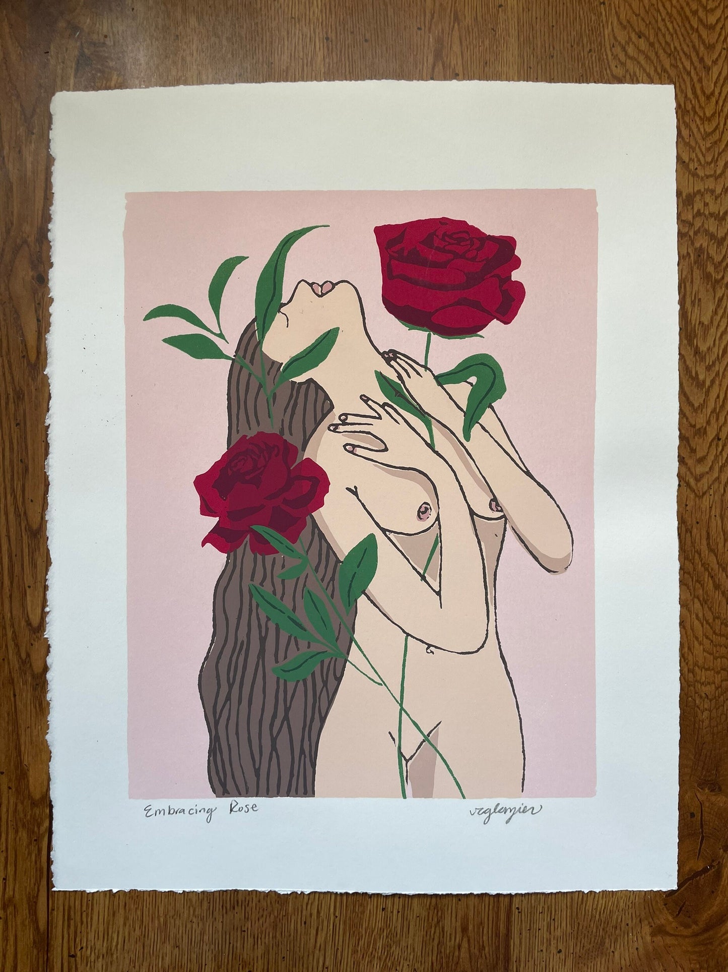 Embracing Rose | Original Limited Edition Hand-pulled Screen print by R. Glazier