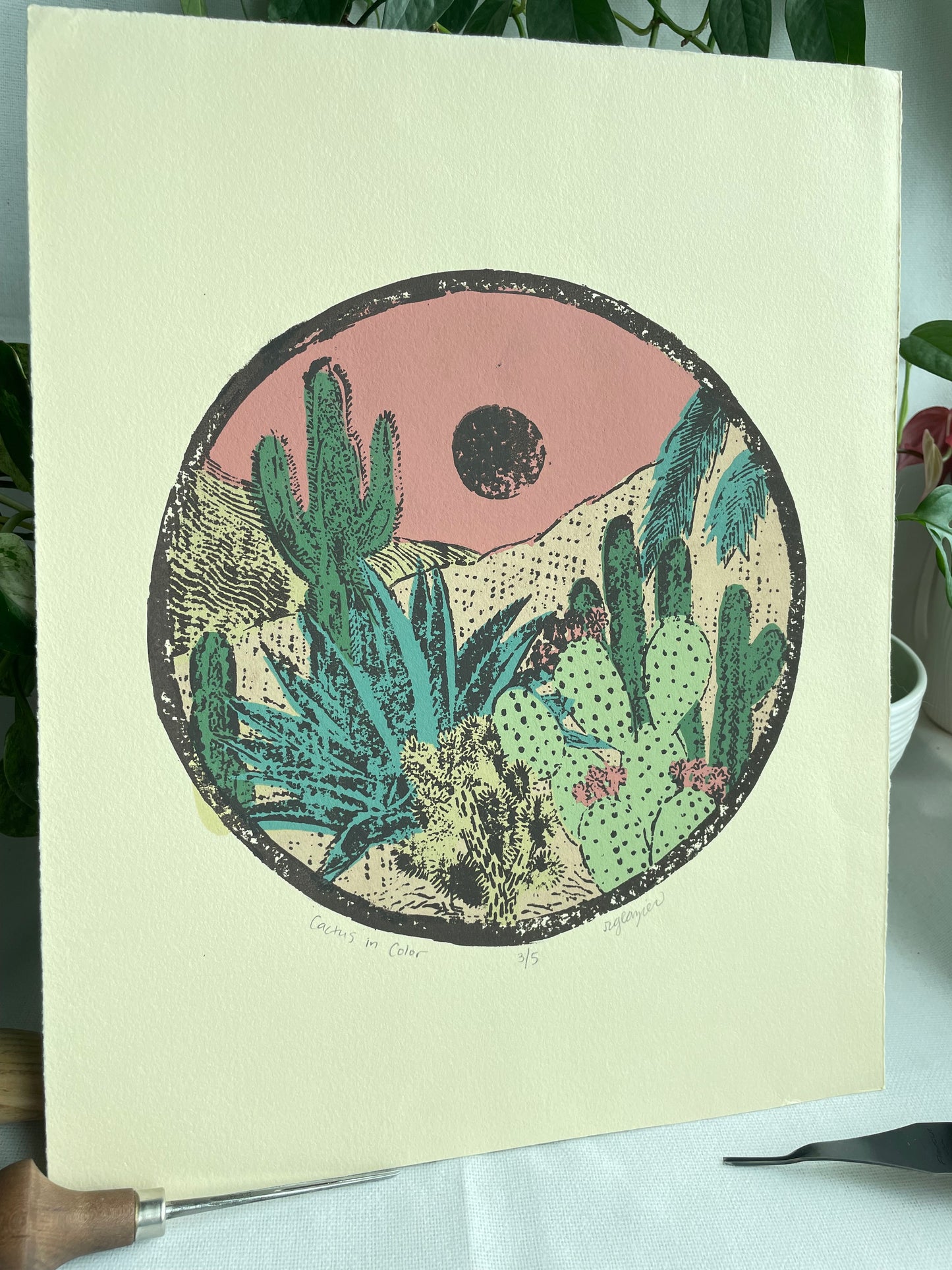 Cacti in Color 11x14” serigraph print limited edition of 5, signed