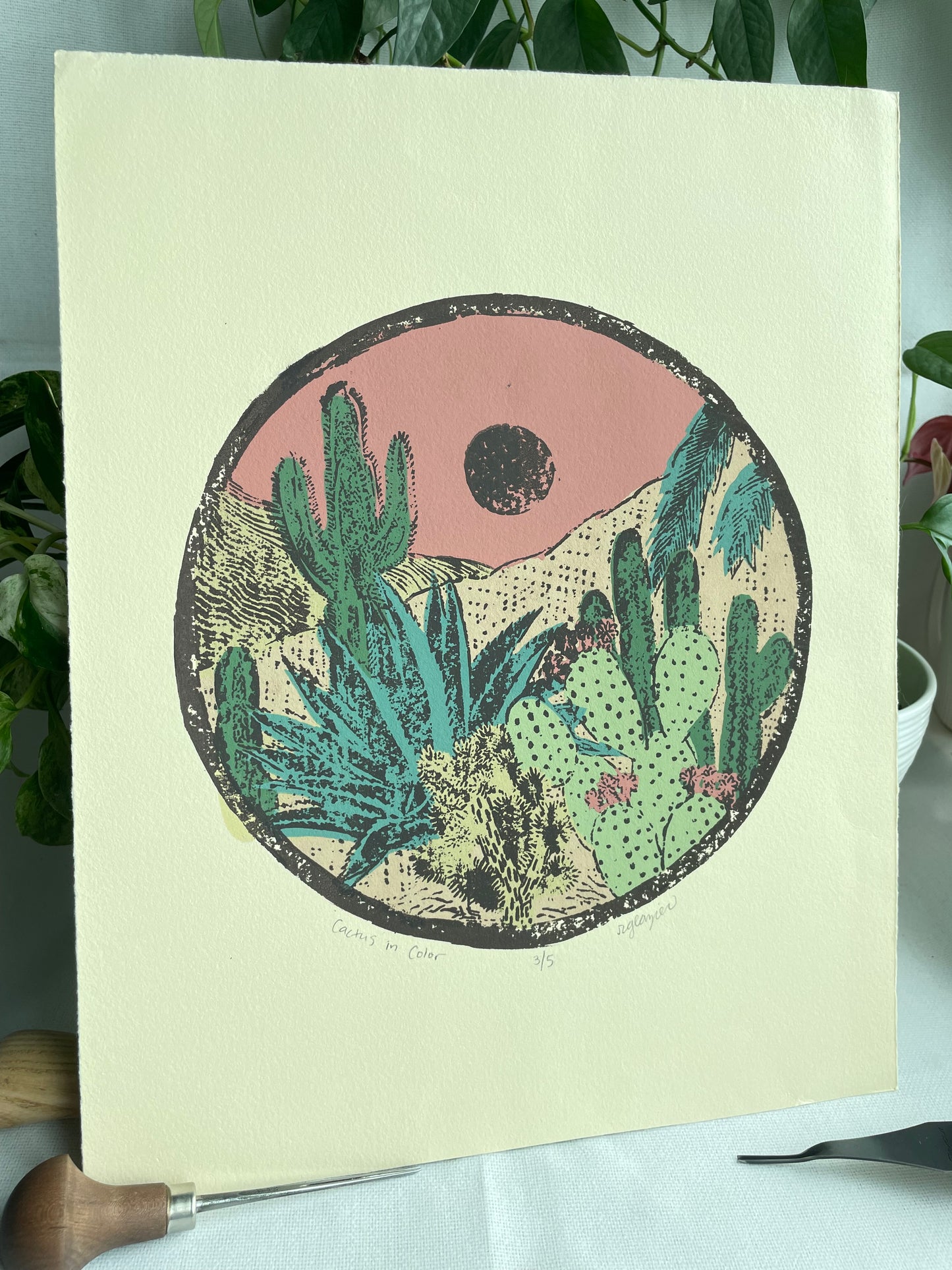 Cacti in Color 11x14” serigraph print limited edition of 5, signed