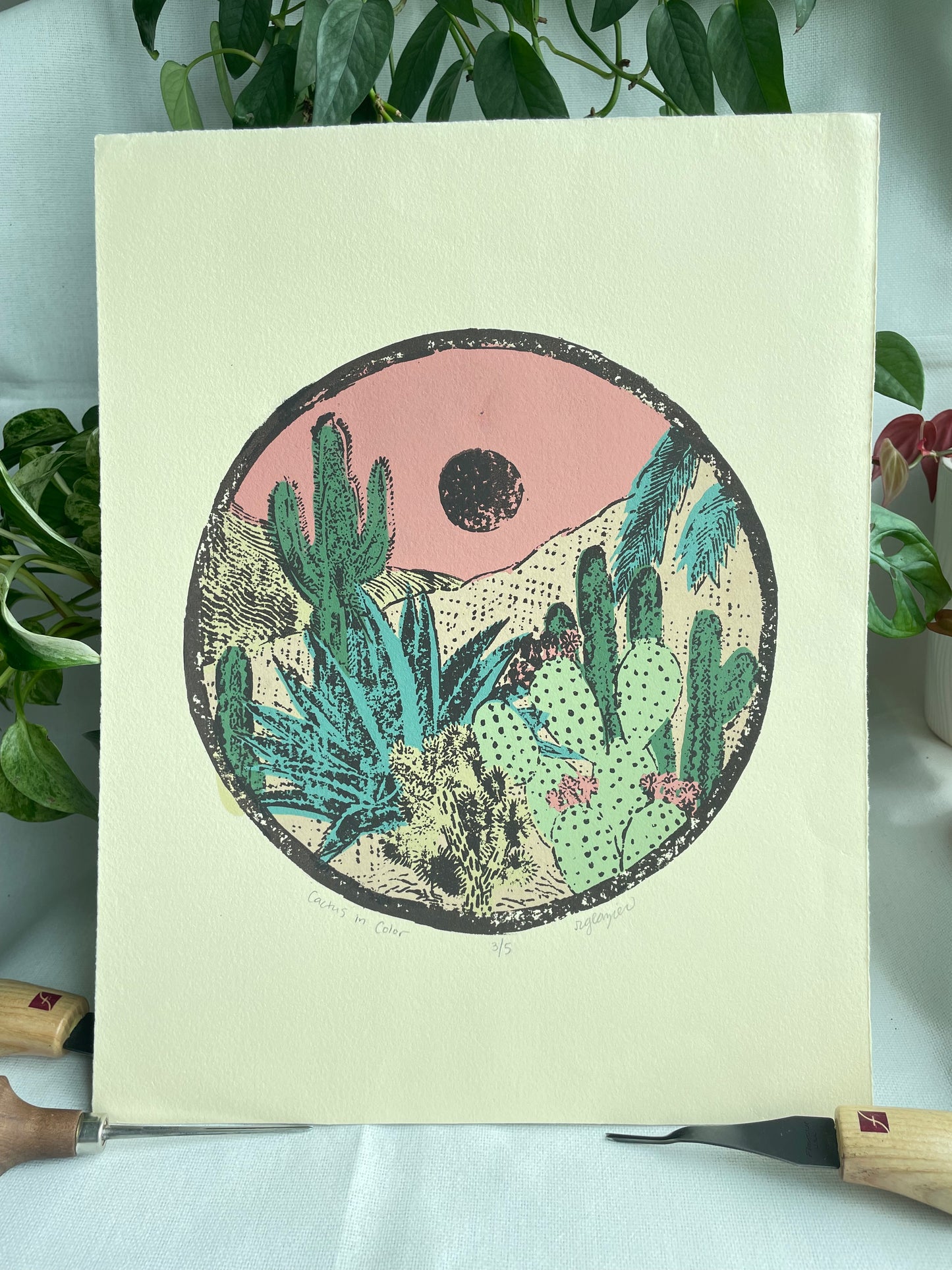 Cacti in Color 11x14” serigraph print limited edition of 5, signed